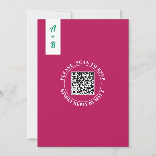 Maximalistische tropische bladeren boog QR code br Kaart (Achterkant)