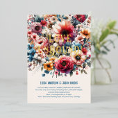 Maximalistische Trouw Uitnodigingen Bloem Thema GO (Staand Voorkant)