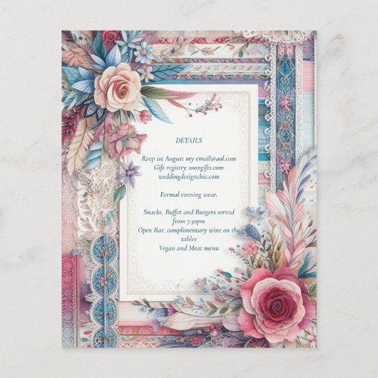 Maximalistische Trouw Uitnodigingen Druk Versieren (Achterkant)