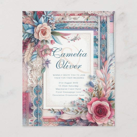 Maximalistische Trouw Uitnodigingen Druk Versieren (Voorkant)