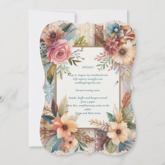 Maximalistische Trouw Uitnodigingen Druk Versieren (Achterkant)