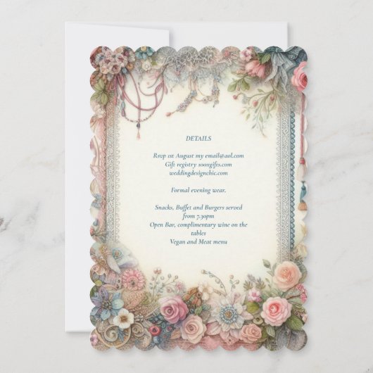 Maximalistische Trouw Uitnodigingen Druk Versieren (Achterkant)