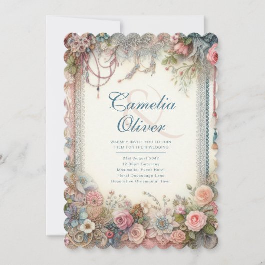 Maximalistische Trouw Uitnodigingen Druk Versieren (Voorkant)