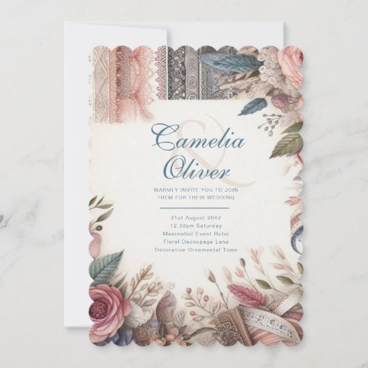 Maximalistische Trouw Uitnodigingen Druk Versieren (Voorkant)