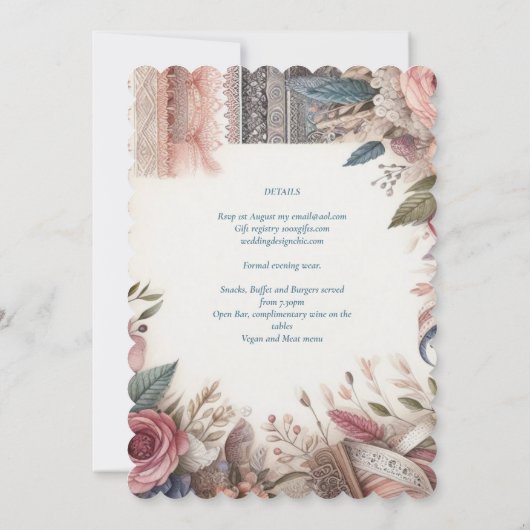 Maximalistische Trouw Uitnodigingen Druk Versieren (Achterkant)