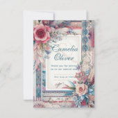 Maximalistische Trouw Vintage Bloemen Dank je wel Bedankkaart (Voorkant)