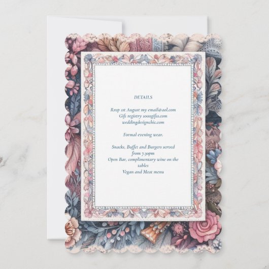 Maximalistische Trouwkaarten Druk Versierend Kaart (Achterkant)