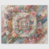 Maximalistische Vintage Decoupage Cadeaupapier (Vlak)