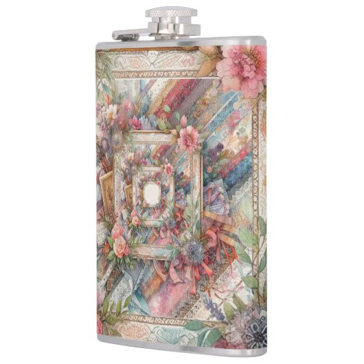 Maximalistische Vintage Decoupage Heupfles (Links)