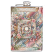 Maximalistische Vintage Decoupage Heupfles (Voorkant)