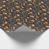 Maximalistische volkskunst Antiek Bloemen Botanisc Cadeaupapier (Hoek)