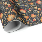 Maximalistische volkskunst Antiek Bloemen Botanisc Cadeaupapier (Rol Hoek)