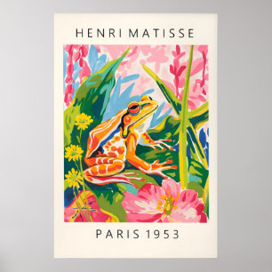 Maximalistische wandkunst, Kikkerposter, Roze trop Poster