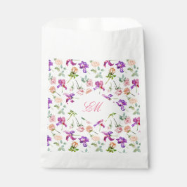 Maximalistische waterverf botanische monogram brui bedankzakje