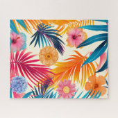 Maximalistische waterverf tropisch paradijs botani legpuzzel (Horizontaal)