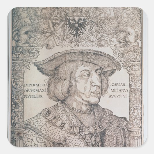 Maximilian I, keizer van Duitsland, 1518 Vierkante Sticker (Voorkant)