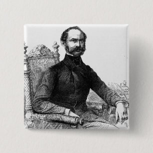 Maximilian II, koning van Beieren Vierkante Button 5,1 Cm