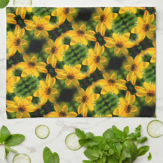 Maximilian Sunflower Floral Abstract Pattern Theedoek (Gevouwen)