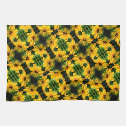 Maximilian Sunflower Floral Abstract Pattern Theedoek (Horizontaal)