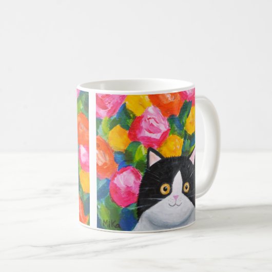 Maximum Kattengeluk Schattige Tuxedo Kattenkunstbl Koffiemok (Voorkant rechts)