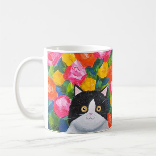 Maximum Kattengeluk Schattige Tuxedo Kattenkunstbl Koffiemok (Links)