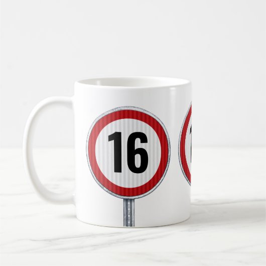 Maximumsnelheid 16e verjaardag koffiemok (Links)