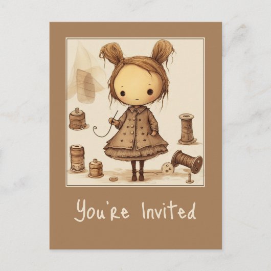 Maxine le Modiste Invitation Sjabloon Briefkaart (Voorkant)