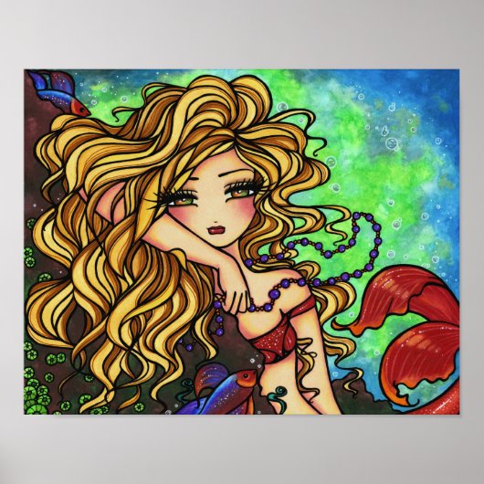 "Maxine" Mermaid Beta Fish Fantasy Fairy Art Poster (Voorkant)