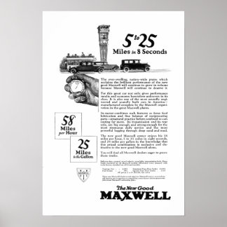 Maxwell Car 5-25 Made in New Castle, Indiana Poster