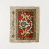 Maxwell Clan Badge & Tartan w/Lion Tapestry Wandkleed (Voorkant)