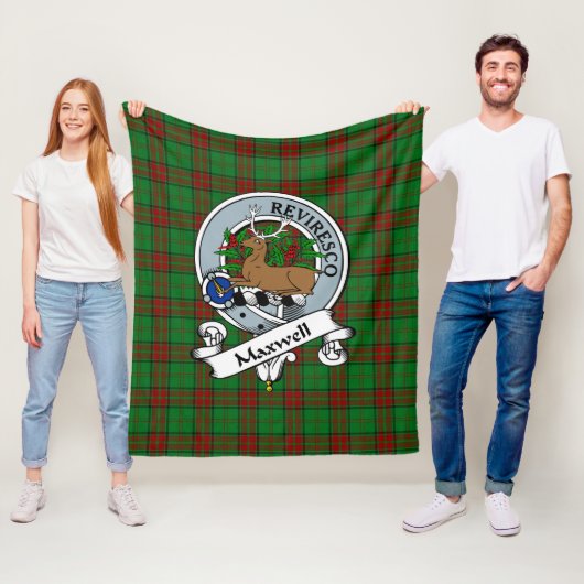 Maxwell Hunting Clan Badge Tartan Pset Fleece Deken (In situ)