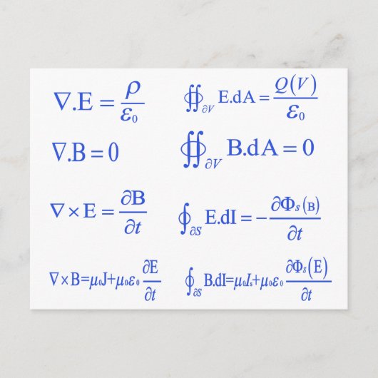maxwell physics vergelijking briefkaart (Voorkant)