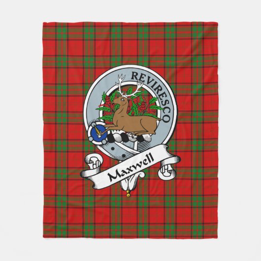 Maxwell Rode Clan Badge Tartan Plaid Fleece Deken (Voorkant)