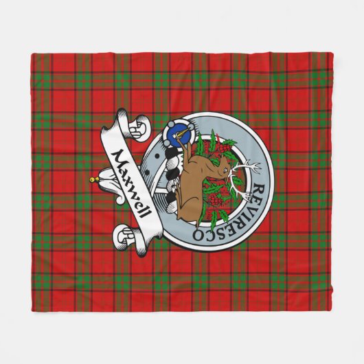 Maxwell Rode Clan Badge Tartan Plaid Fleece Deken (Voorkant (Horizontaal))