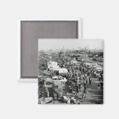 Maxwell Street Chicago Circa 1950 Flea Market T Magneet (Voorkant / Achterkant)