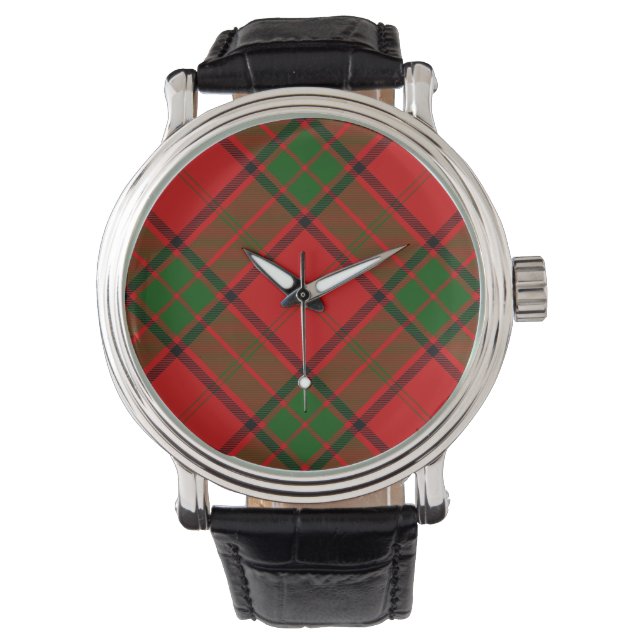 Maxwell tartan rode groene vleid horloge (Voorkant)