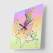 Maxxed Pop Art STAR WALL CLOCK Vierkante Klok (Hoek)