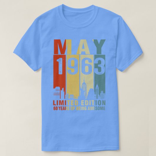 May 1963 Limited Edition, 60 jaar Geweldige T-shirt (Design voorkant)