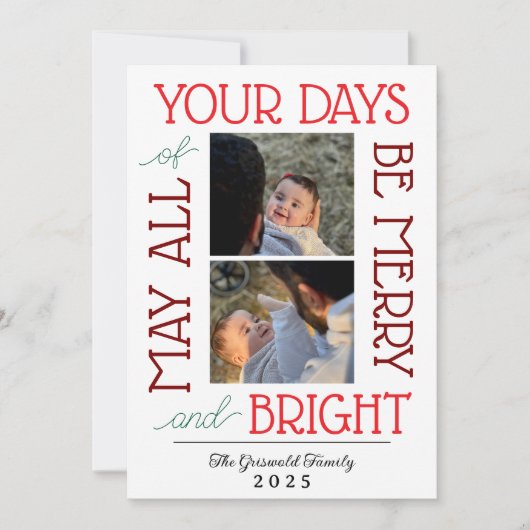May All Your Days Be Merry & Bright Card Feestdagenkaart (Voorkant)