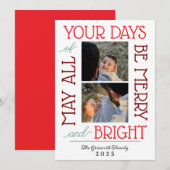 May All Your Days Be Merry & Bright Card Feestdagenkaart (Voorkant / Achterkant)