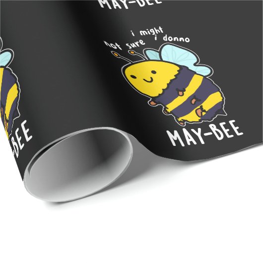May-bee Funny Insect Bee Pun Dark BG Cadeaupapier (Rol Hoek)