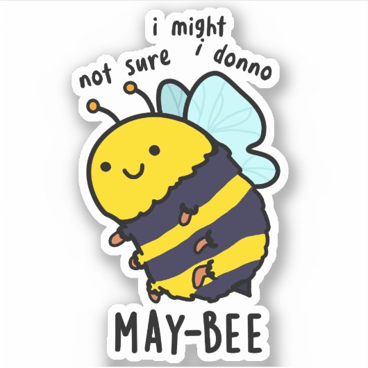 May-bee Funny Insect Bee Pun Sticker (Voorkant)