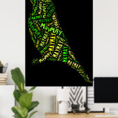 May Bird Word Cloud Black Green Typografie Poster (Thuiskantoor)