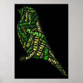 May Bird Word Cloud Black Green Typografie Poster (Voorkant)