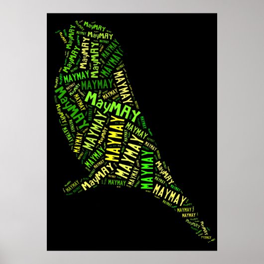 May Bird Word Cloud Black Green Typografie Poster (Voorkant)