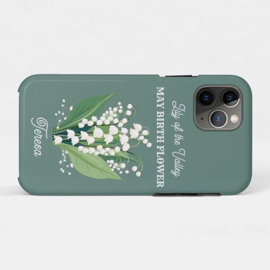 May Birth Flower Custom Name Case-Mate iPhone Case (Achterkant (horizontaal))