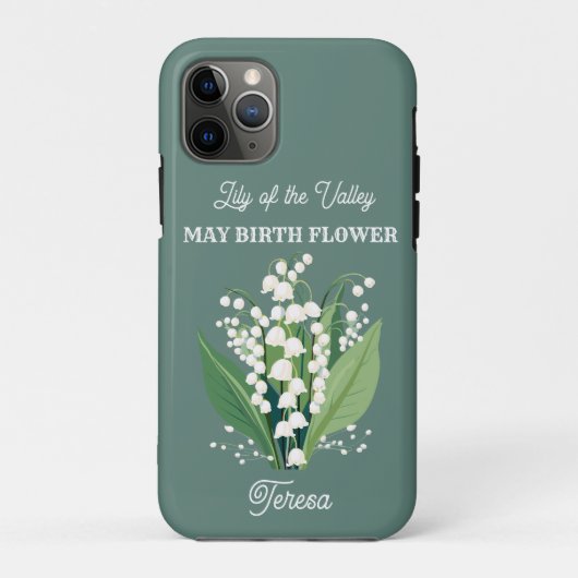 May Birth Flower Custom Name Case-Mate iPhone Case (Achterkant)