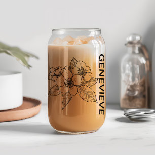 May Birth Flower Hawthorn met aangepaste naam Blikvorm Glas