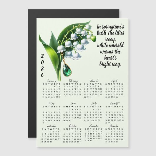 May Birth Flower & Stone Calendar (Voorkant / Achterkant)