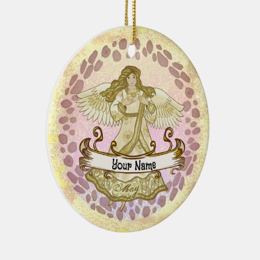 May Birthday Angel verjaardag aangepaste ornamente Keramisch Ornament (Rechts)